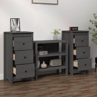 Berkfield Home Sideboards 2 pcs Grey 40x35x80 cm Solid Wood Pine | Size: 40 x 35 x 80 cm