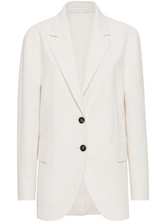 Brunello Cucinelli Monili-detail blazer - women - Cotton/Eco Linen - 38 - White