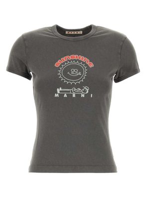 Marni Grey Graphic Crew Neck T-Shirt
