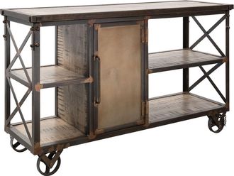 Massivmoebel24 Credenza In Legno Di Mango 137x46x82 Marrone Laccato Heavy Industry 224