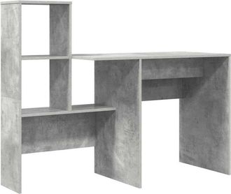 vidaXL Escritorio Con Estante Gris Concreto 131,5 X 50 X 106,5 Cm Vidaxl