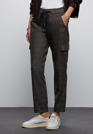 Street One Cargohose STREET ONE Style Bonny, Damen, Gr. 34, L&auml;nge 30, silk braun, Web, Obermaterial: 62% Polyester, 33% Viskose, 5% Elasthan, kariert, loose fit 