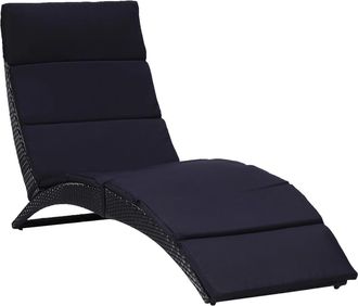 vidaXL Lettino Prendisole Con Cuscino In Polyrattan Nero - Vidaxl