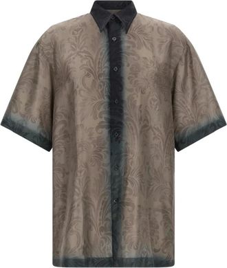 Dries Van Noten Zijden Overhemden Blauw Korte Mouwen Knoop - Heren - Korte mouwen Overhemden - Veelkleurig - L - Overhemden