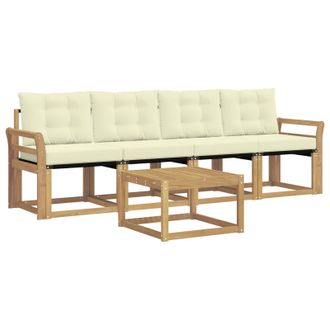 vidaXL Conjunto De Sof&aacute;s De Exterior Con Coj&iacute;n 5 Pcs Blanco Y Crema Vidaxl