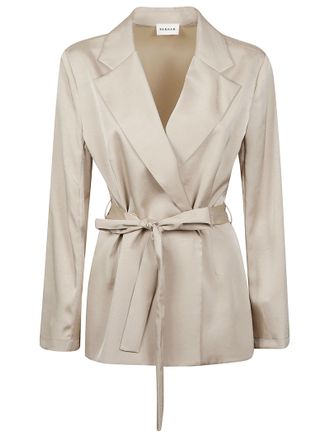 P.A.R.O.S.H. Paky Satin Finish Belted Blazer