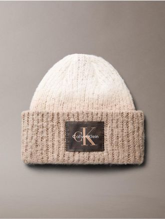 Calvin Klein Womens Monologo Ombre Rib Beanie - Brown - OS