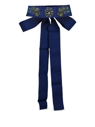 Sara Roka ribbon-detail crystal-embellished belt - women - Viscose/Cotton - M - Blue