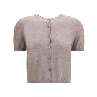 Lisa Yang Cashmere Knitwear, female, Beige, S, Stylish V-Neck Cardigan