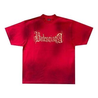 Balenciaga Heavy Metal Logo T-shirt Oversized Red 739784TOVE16400