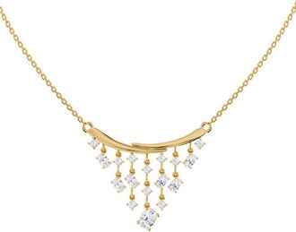 Diamond2Deal 18k Vermeil Plated Silver 2.6 Ct Round Oval Cut Lab Grown Diamond Pendant Necklace 18 VVS-VS, E-F