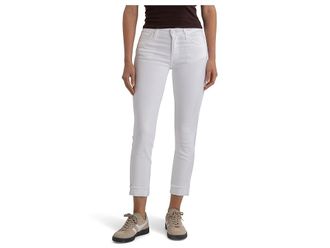 Kut from the Kloth Amy Crop Straight Leg Roll-up Fray In Optic White Womens Jeans Optic White : 18 24, Cotton/Denim/Spandex