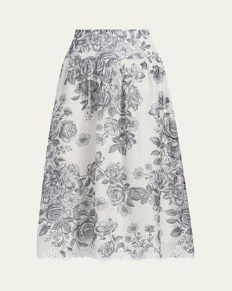 Kobi Halperin Lidia Floral-Print Midi Skirt