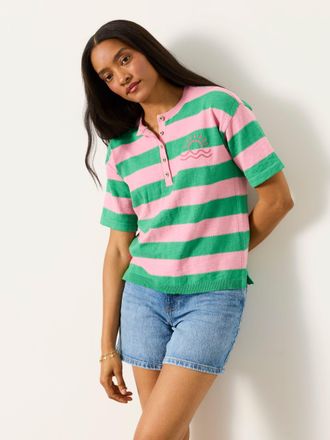 Fat Face FatFace Abigail Pink Stripe Knitted Top