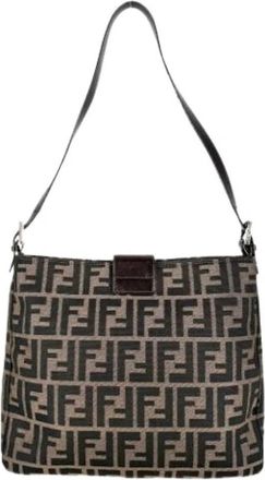 Fendi Pre-owned Zucca Schoudertas - Dames - Vintage Schoudertas - Bruin - ONE Size - Leer - Vintage