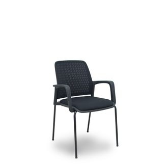 Piqueras y Crespo Pack 4 Sillas Opti519 Respaldo Malla Negra Asiento Tela Negra