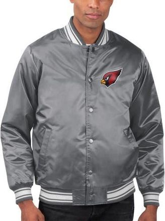 Starter Mens Starter Gray Arizona Cardinals Locker Room Satin Varsity Full-Snap Jacket at Nordstrom, Size Xx-Large