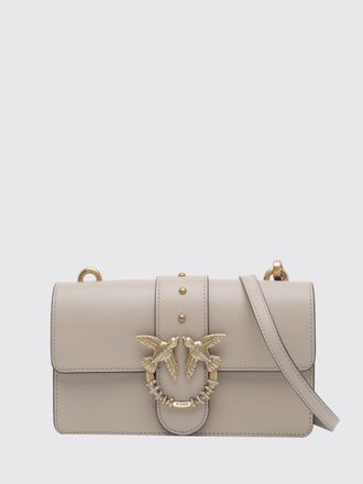 Pinko Love One Classic Leather Mini Shoulder Bag with Rhinestones and Logo