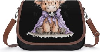 Generic Highland Cow Halloween Dress Womens Crossbody Bag Fashion Shoulder Handbags Message Tote Bag with Adjustable Strap