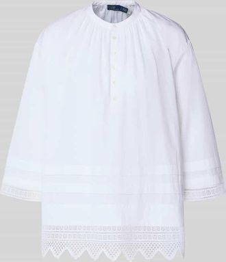 Polo Ralph Lauren Oversized Bluse mit Lochspitze in Weiss, Gr&ouml;&szlig;e XL
