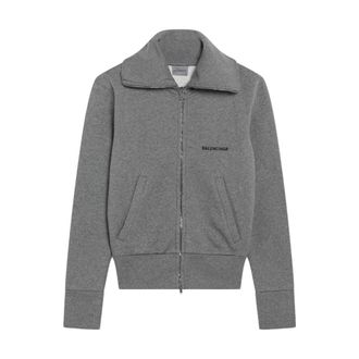 Balenciaga Fitted Zip Up Jacket - Dames - Sweatshirts & Hoodies - Grijs - Maat: M Katoen