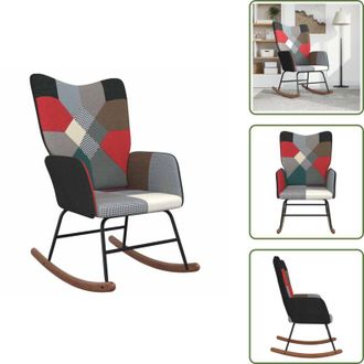 vidaXL The Living Store Sedia a Dondolo in Tessuto Patchwork - Poltrona a dondolo