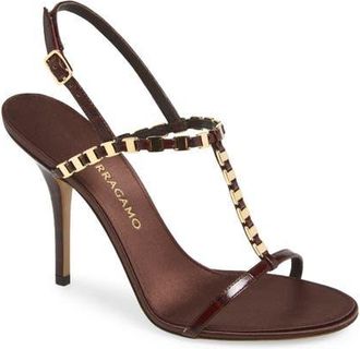 Ferragamo Estea T-Strap Slingback Sandal in Testa Di Moro Cocoa Brown at Nordstrom, Size 9.5