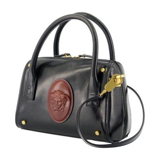 Versace Womens Boston Top Handle Bag Black Calfskin