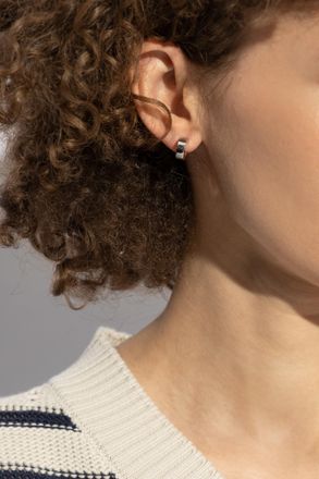 Maison Margiela Earrings With Engraved Logo, Womens, Silver