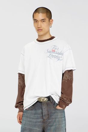 Diesel T-shirt with chest pocket and graphic print - T-Shirts - Man - White