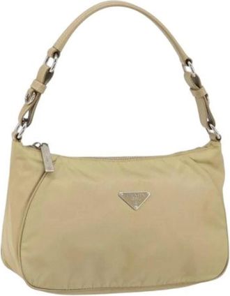 Prada Pre-owned Nylon prada-bags - Dames - Vintage Schoudertas - Beige - ONE Size - Nylon - Vintage