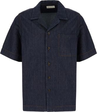 Dries Van Noten Denim Shirt - Heren - Korte mouwen Overhemden - Blauw - M - Denim - Overhemden