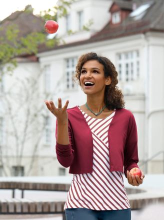 Casual Looks Shirtjacke CASUAL LOOKS Shirtbolero, Damen, Gr. 48, rot (kirsche), 50% Baumwolle, 50% Modal, unifarben, Shirts Shirtjacke