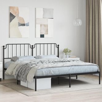 Berkfield Home Metal Bed Frame with Headboard Black 183x213 cm