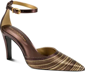 DKNY Patricia Ankle Strap Pointed Toe Pump in Canyon Bro at Nordstrom, Size 7.5