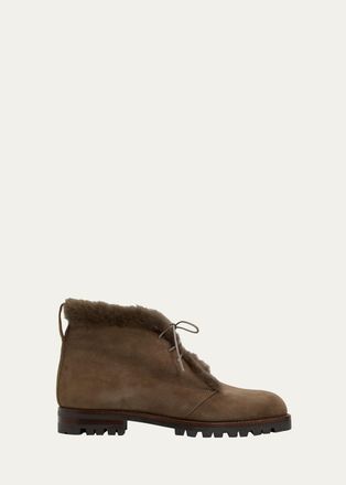 Manolo Blahnik Mircus Shearling-Lined Suede Ankle Boots