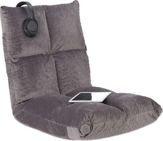 Relaxdays Relaxdays - Silla De Suelo, Respaldo Ajustable, Sill&oacute;n Japon&eacute;s, 6 Posiciones, Tapizada, Acolchada, 58 X 50 X 55 Cm, Gris