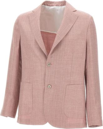 Barba Wool Silk Linen Blazer - Heren - Blazers - Roze - 2XL - Wol - Jassen