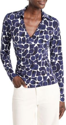 Nic+Zoe Geo Pebble Faux Wrap Top in Indigo Multi at Nordstrom, Size X-Small