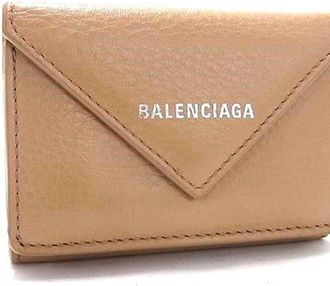 Balenciaga Beige Leather Wallet (Tri-Fold) (Pre-Owned)