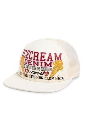 Icecream Check List Snapback Trucker Hat in Antique White at Nordstrom