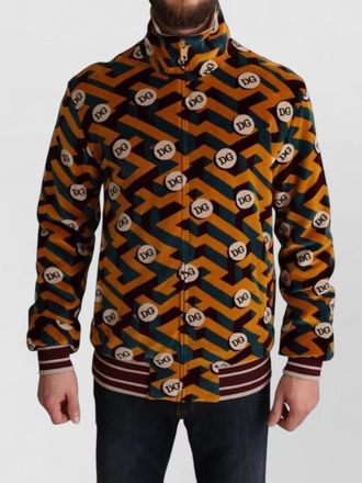 Dolce & Gabbana velvet high neck zip bomber jacket