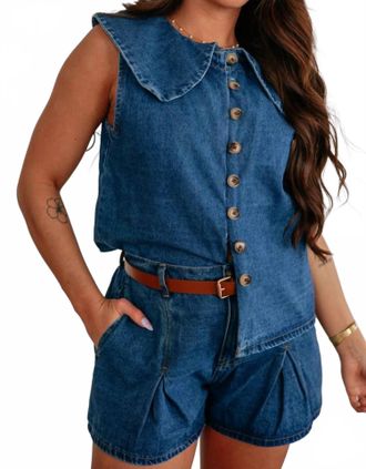 Wishlist City Walk Collared Top In Denim