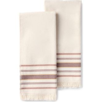 Coyuchi Aptos Organic Cotton Set of 2 Hand Towels in Undyed W/Petal Stripe at Nordstrom
