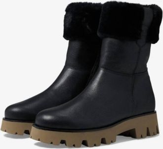 Paul Green Womens Paris Fluff Boot Lug Sole In Black