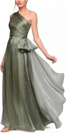 JS Collections Kairi One-Shoulder Taffeta Gown in Celadon at Nordstrom, Size 4