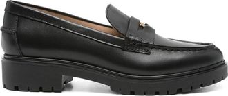 Ralph Lauren Black Leather Metallic Detail Loafers
