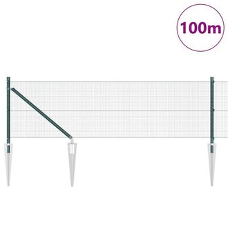 Berkfield Home Modern Welded Wire Fence with 13 Spike Posts Green 0.4x100 m Steel