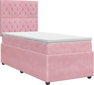vidaXL Cama Box Spring Con Colch&oacute;n Rosa 100 X 200 Cm Terciopelo Vidaxl