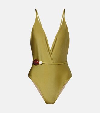 Adriana Degreas Belted embellished swimsuit